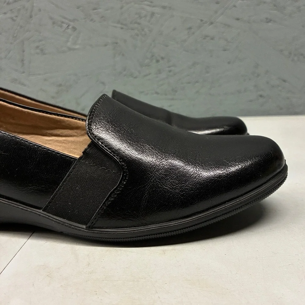 LifeStride Isabelle Wedge Loafers Slip On Shoes Womens 11M Black Comfort Office